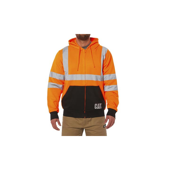 Caterpillar Men's Hi Vis Full Zip Hoodies Orange CAT-14936